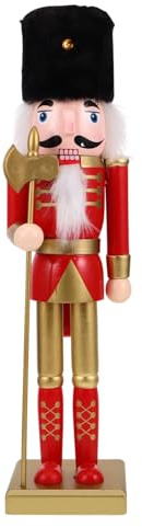 Cabilock Adorno de Cascanueces Soldado de Cascanueces de Navidad Estatua del Soldado Madera Rojo