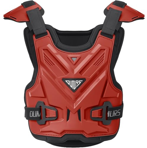 OUMURS Adult Off-Road Motorcycle Chest Protector, Lightweight Design with Reinforced PP Armor Plates, Breathable Motocross Protector for Dirt Bike, ATV & Skateboard Red