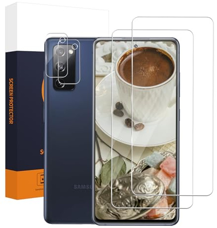 Carantee Schutzfolie für Panzerglas für Samsung Galaxy S20 FE 5G Schutzglas, 2+2 Stück 2,5D Rand Displayfolie+Kameraschutz, Keine Blasen, 9H Härte, 0.33mm Hoch Definition S20 FE Displayschutzfolie