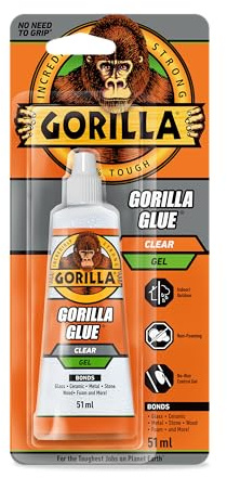Gorilla Glue Clear Gel | Non-Drip Control Gel | Water Resistant Easy To Use Glue | Ideal For Vertical Projects | Incredibly Strong and Durable | Non-Foaming, No Need To Clamp | 51ml Tube