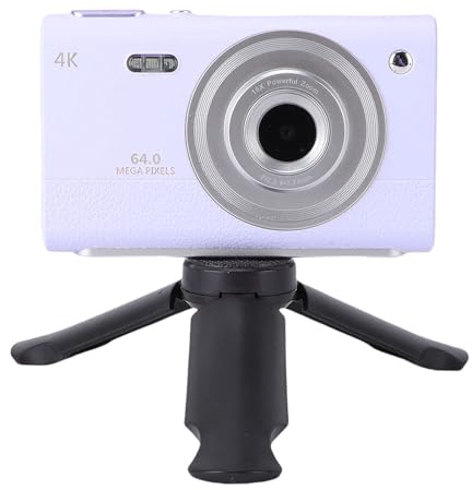 Cámara Digital Compacta 4K con Zoom de 16X para Fotografía de Viajes con Flash de Cámara Dual, Vlog de Enfoque Automático de 64MP para Principiantes (Violeta)