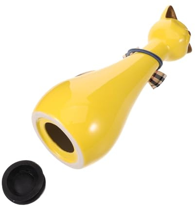 jojofuny Urne Souvenir Cendres D’Un Animal de Compagnie en Céramique Jaune, Urne Funéraire Petite Taille de Chat, Boîte à Cendres Commémorative pour Chat et Chien, Décorative pour