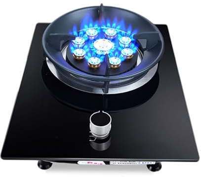 Fornello a gas portatile, bruciatore wok ad alta potenza da 5,2 kW, kit di conversione NG/GPL, con protezione anti-fiamma, per casa, cucina, campeggio e uso esterno