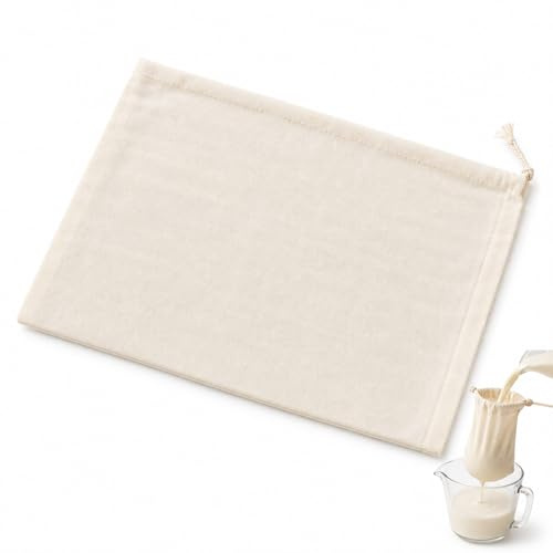 Reusable Cotton Muslin Straining Bag Fine Mesh Food Strainer Filter Bags for Nut Milk, Juice, Cheesecloth, Yogurt, Home Brewing, Hop Bags (35cm x 25cm)