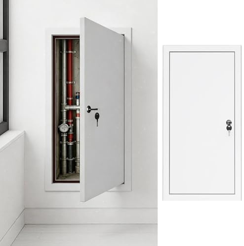 Låsbar inspektionslucka, kraftig åtkomstpanel i aluminiumlegering, säker åtkomstlucka för utomhusenhet för luftkonditionering (vit, 85 x 100 cm)