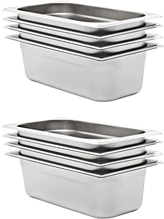 LoogCape Gastronormbehållare set 8 stycken GN 1/3 rostfritt stål 100 mm stapelbar för catering bufféer och professionella kök