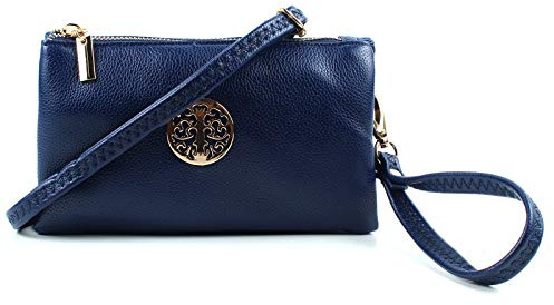 AOSSTA Petit sac à bandoulière pour femme - Sac à bandoulière pour téléphone - Mini sac à main à bandoulière avec dragonne réglable, bleu marine, Small