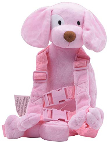 Berhapy 2 in 1 Dog Toddler Safety Harness Backpack Children's Walking Leash Backpack Pink Toddler Leash for Girls Kid Leash for 1-3 Years Old