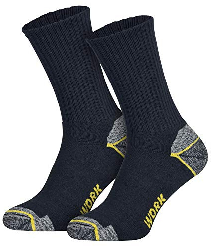6 pares de calcetines de trabajo para hombre con talón y punta reforzados, color gris, azul y negro, sin puntos de presión, sin burbujas, para zapatos de trabajo, zapatos de trekking, azul, 39-42