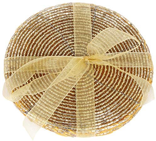 Carousel Home and Gifts Gorgeous Set Of Four Golden Beaded Drinks Coaster