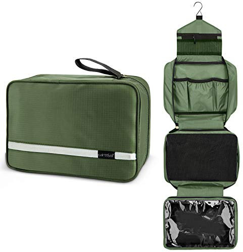 Carttiya Kulturbeutel zum Aufhängen, Herren Damen Kulturbeutel, Kosmetiktasche Groß Waschtasche Reise Waschbeutel Makeup Tasche Toilettentasche mit Haken (Dunkelgrün)