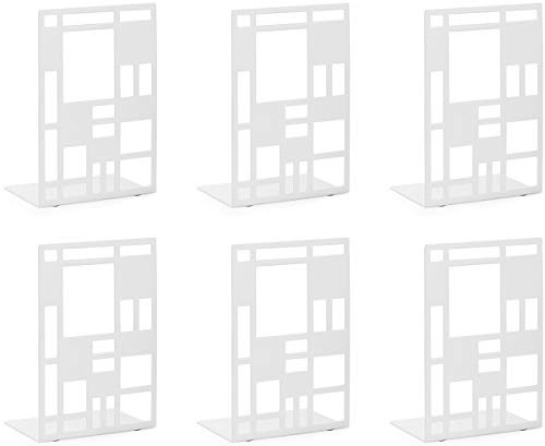 INNOPLUS BuchstüTZE, Buchstützen Metall, BuchstüTZE Weiß | 3 Paar, Buchständer, Bookends, Buchstützen, Book holder CD Kinder Metall, Bücher Halter für Regal