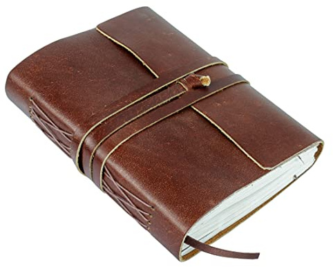 KomalC Handgjord läderjournal/anteckningsbok dagbok/bunden daglig anteckningsbok för män och kvinnor ofodrat papper medium, skrivblock för konstnär, skiss (8 x 6, körsbärsröd)