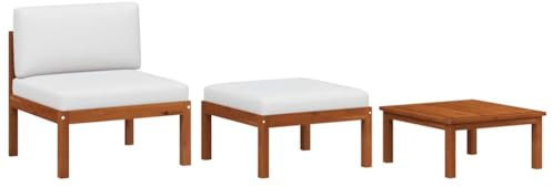 vidaXL 3-TLG. Garten-Lounge-Set mit Kissen Holz Akazie & Seil