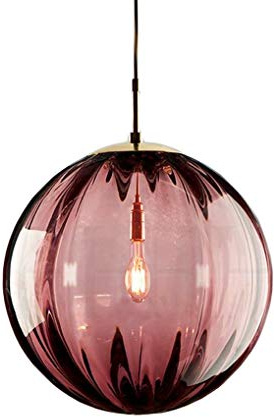 LANMOU Pendelleuchte Glas Vintage, 1-flammig Pendellampe mit Glaskugel Lampenschirm, Höhenverstellbar Kugel Hängelampe Wohnzimmer Kronleuchter Ø20cm Round Hängeleuchte, Kabellänge 120cm,Rot