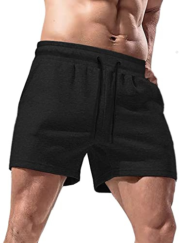 Lehmanlin Short Sport Court Homme,Short Rnning Homme,Entraînement Physique Coton 12,7CM Entrejambe