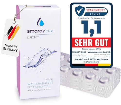smardy 50 Photometer Testtabletten DPD1 zur Analyse des freien Chlorgehalts für Elektronische Wassertester/Pooltester