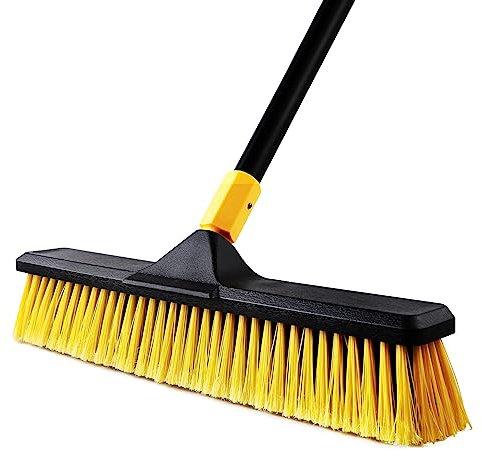 Yocada 45,7 cm großer Besen für den Außenbereich, robuste Bürste für den Außenbereich, steife Borsten für die Reinigung von Terrasse, Garage, Deck, Beton, Holz, Stein, Fliesen, Boden, 165,9 cm lang