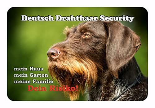 Merchandise for Fans Warnschild - Schild 20x30cm Motiv: Deutsch Drahthaar Security (01)