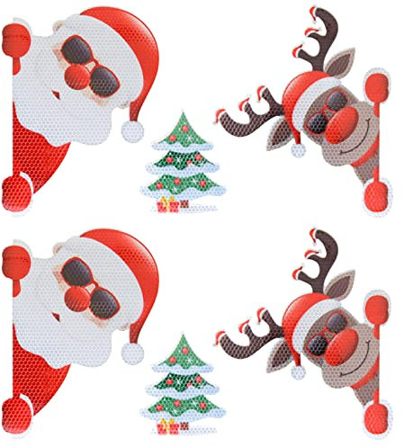 BestAlice 6 Stück Weihnachten Reflektierende Auto Magnete Set, Weihnachtsdekorationen, Automagnete, lustige reflektierende magnetische Weihnachtslichter für Auto, 9