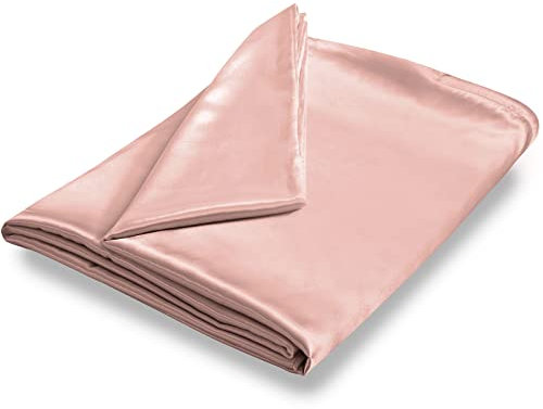 NSGZ 48 x 72 Duvet Cover for Weighted Blanket, Silky Removable Satin Weighted Blanket Cover with 8 Ties Secure Fastening, Champagne Gold