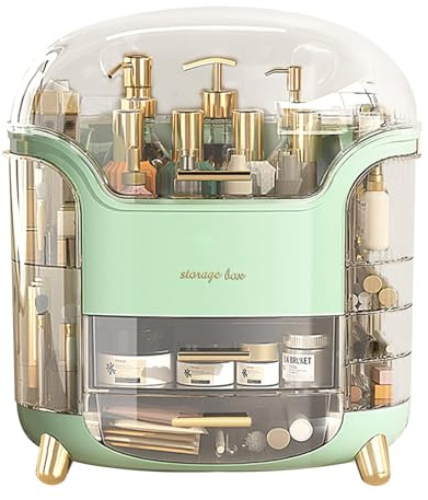 Suyoo Make-up-Organizer, Aufbewahrungsbox – Kosmetik-Organizer, Hautpflege- und Beauty-Koffer mit Schubladen für Schlafzimmer, Badezimmer, Schreibtisch, staubdicht, wasserdicht (Hellgrün)
