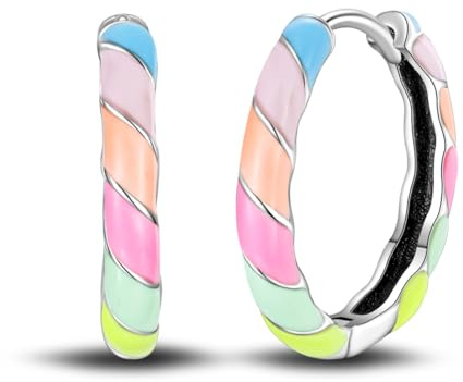 QIKAOLA S925 Orecchini in argento da donna Orecchini a cerchio ipoallergenici Orecchini Huggie con zirconia cubica