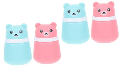 minkissy 4 Stück Puderquaste Pulverbehälter Behälter Für Säuglingspulver Plastikbehälter Tragbares Babypflegeset Babypuder Körperpuder Reisegläser Kind Karikatur Puderdose Schwamm