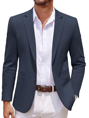 COOFANDY Men Stretch Knitted Blazer Jacket Slim Fit Fashion Wedding Sport Coats