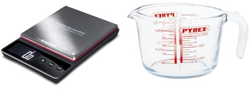 Heston Blumenthal Precision by Salter 1140A HBBKDR Digital Kitchen Scales - Premium Compact Baking & Pyrex Glass Measuring Jug, Transparent, 1 Litre