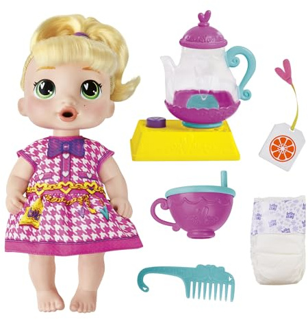 Baby Alive Bubbly Tea Party LaLa GooGoo-docka med tekannstillbehör, blont hår, 28 cm, leksaker för barn från 3 år