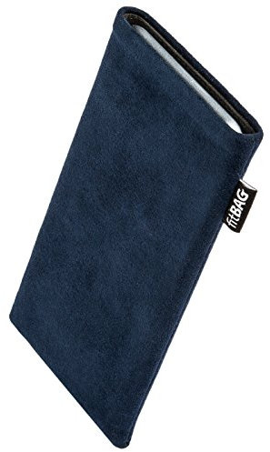 fitBAG Classic Blau Handytasche für Apple iPhone 16 Pro 6.3 Tasche aus original Alcantara mit Microfaserinnenfutter | Hülle mit Reinigungsfunktion | Made in Germany