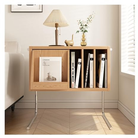 sjdoPulse Mensola/Portadischi Semplice Mobiletto Portaoggetti in Legno Massello Europeo, Mobiletto Laterale Sospeso, Mobiletto Portadischi, Libreria in Pino, Semplice Comodino, Soggiorno,B