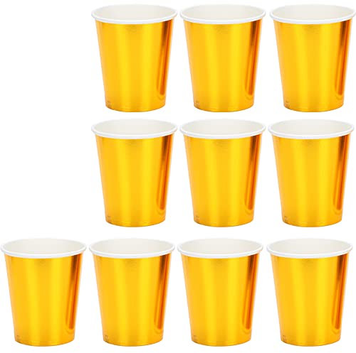 Komposterbara Pappersmuggar Elegant Gnistrande 20st Dricksjuicekopp för Fest Kaffe Te Miljövänlig Varmkopp för Festivaler, Födelsedagar (Guld)