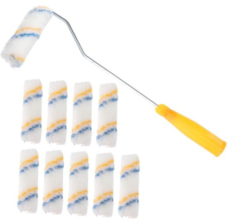 UKCOCO 10pcs 4-inch Paint Roller Brush Set Cotton Thread Roller Core Finger Handle Wall Painting Tool Home and Office Random Handle Colors