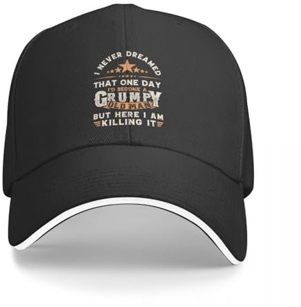 CWCMZDH Non Avrei mai sognato di Diventare Un Vecchio brontolone - Vecchio Nonno Divertente Berretto da Baseball Vintage Cappello da Festa Cappello di Lusso da Baseball Uomo Donna
