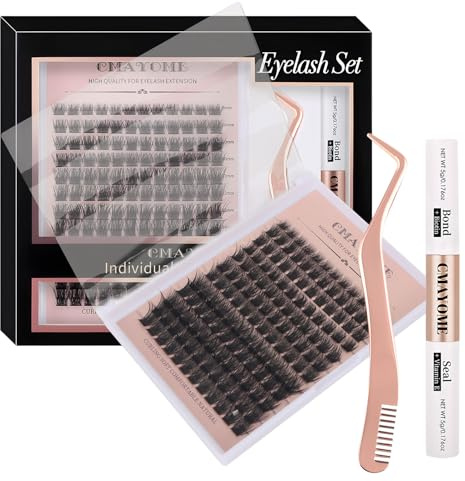 MOTIBACK Wimpern Extensions Set - 144 Pcs DIY Lash Extension Set mit 8-16 mm für Damen | Selbstklebende Künstliche Wimpern inkl. Pinzette und Kleber | Wiederverwendbare Cluster Lashes