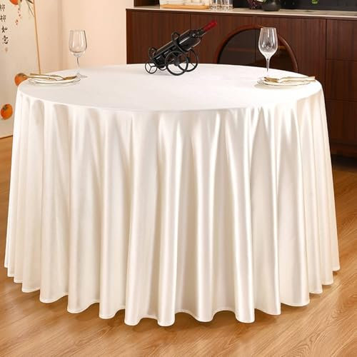 260 cm runde Tischdecke, cremebeige, Dekoration für Esszimmer und Küche, elegante Picknickdecke für Zuhause und Veranstaltungen