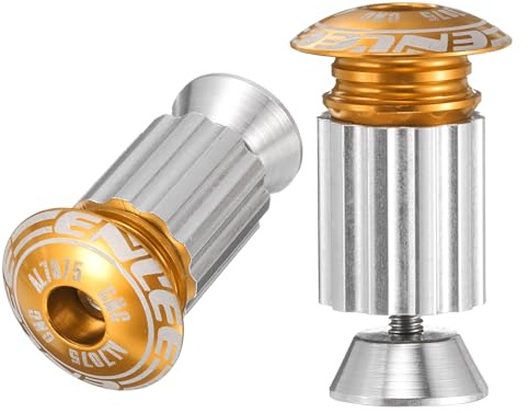 sourcing map Bouchons d'extrémité de guidon de vélo en aluminium 18 à 20 mm, réglage extensible avec vis pour VTT, vélo de route, BMX, vélo à pignon fixe, doré
