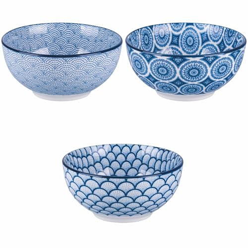 Set 6 Ciotola 680 ml in porcellana, decoro geometrico, Confusion Blu