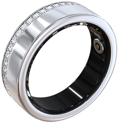 CNBRO Smart Ring for Women Fitness Ring Diamond Activity Tracker Heart Rate Monitor Sleep Smart Rings Pedometer Calorie Step Counter Ladies Rings for Women Silver