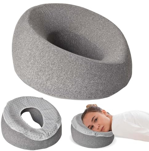 U-Shaped Massage Face Cushion Massage Pillow Head Hole Massage Breathable Me-mory Foam Cushion Grey Headrest for Home with Ice Silk Cushion Cover for Spa Salon Massage Bed Desks