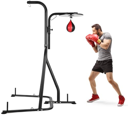 Punching Bag with Stand for Adults, Heavy Bag Stand with Height Adjustable Speed Ball,Steel Sandbag Rack Boxing Bag Stand, Free Standing Rack for Home Gym Fitness