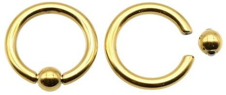 2-pack 18K guld PVD 316L kirurgisk stål fängslande pärlring, våractionbollar, stor kroppspiercing för septumringar näsring helix BCR PA smycken örexpander, 0,48 tum 00G 2G 4G 6G 8G 10G, 12G 10G 8G 6G