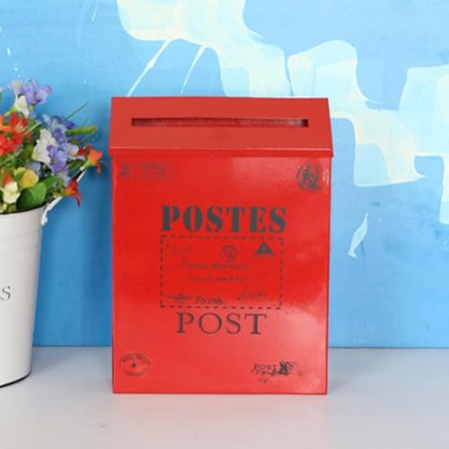 Besttoolifes Boîte aux lettres vintage en métal avec design rustique pour décoration d'intérieur et accessoires de photographie, boîte aux lettres murale d'extérieur pour jardin et salon (bleu)