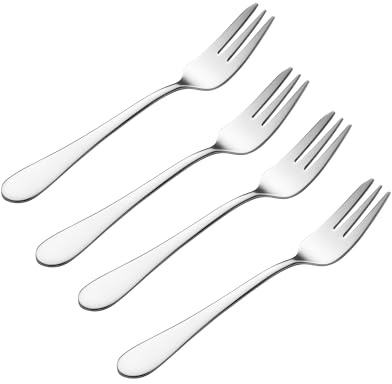 Viners Select 4 Piece Pastry Fork Set | 18/0 Stainless Steel Dessert Forks with Mirror Finish | Teardrop Handle Design | Cake & Pastry Forks for Afternoon Tea | Dishwasher Safe | Gift Boxed