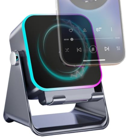 Induktionstelefonhögtalare, 10 W ljudstation med T-hållare | Telefonhållare med 10W trådlös laddare, högtalare för kontor, hem, födelsedag, resor, män, kvinnor,