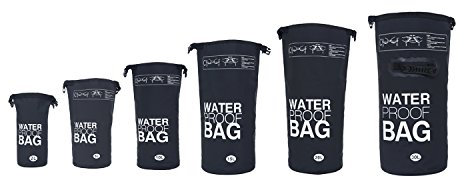 DonDon Dry Bag wasserdichte Tasche 2l, 5l, 10l, 15l, 20l, 30l Pack-Sack Beutel mit Schultergurt - schwarz 10 Liter