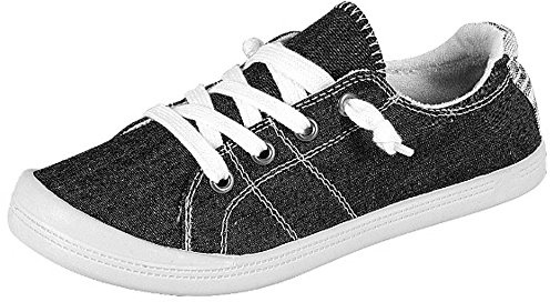 Forever Link Women's Classic Slip-On Comfort -01 Black Fashion Sneaker (8)