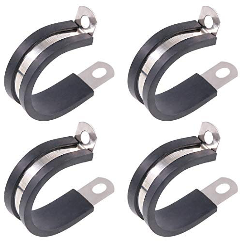 Keadic 20Pcs 1-1/4 Inch (32mm) Rubber Cushioned Insulated Clamps Stainless Steel, Metal Clamp, Tube Holder for Tube, Pipe or Wire Cord Installation